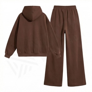 Sweat-shirt à capuche vintage délavé à l'acide pour femmes, mélange de coton et de polyester, pull à cordon, pantalon large, tenue de sport, tenue de gym - Product Image 5