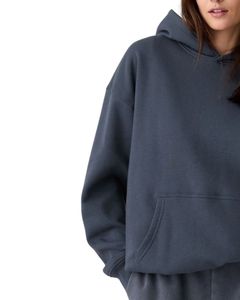 Sweat à capuche en molleton bleu acier pour femme, surdimensionné, décontracté, chaud, avec capuche, doux, pour l'hiver, style poche kangourou - Product Image 3
