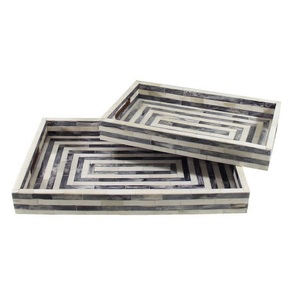 Plateau de service en bois d'acacia de mangue indienne en bois naturel écologique pour la décoration polie de style vintage de cuisine de restaurant - Product Image 5