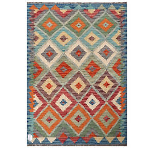 Alfombra Kilim de Maimana, Afganistán, 147 x 101 cm, Alfombras y Juegos de Alfombras Tradicionales Tejidas a Mano - Product Image 1