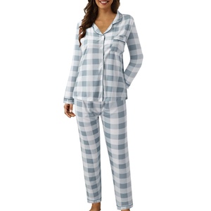 Ensemble de pyjama en velours côtelé pour femme, vêtements de détente avec détail nœud, taille élastique respirante, 100 % coton, vêtements de nuit - Product Image 4