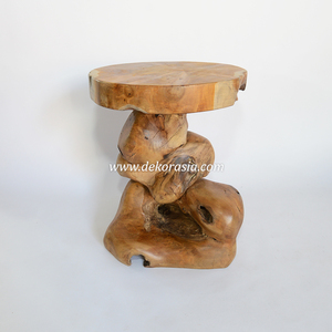 Tabouret empilable moderne en racine de teck naturel, écologique, en bois massif, décoratif, pour appartement, salon, mobilier de maison - Product Image 3