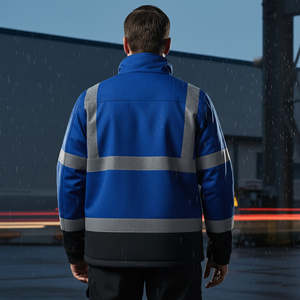 Chaqueta de Seguridad Reflectante Ligera para Hombre, Ropa de Trabajo Resistente, ANSI Clase 2, Impermeable, con LED Intermitente, Chaqueta de Seguridad para Exteriores - Product Image 4