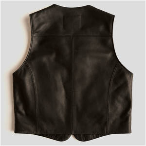 2025 personnalisé haute qualité nord-américain en cuir moto gilet nouveau motard décontracté bouton décoration OEM vêtements extérieurs lavés - Product Image 6