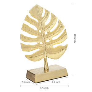 New Arrival Leaf Shape With Gold Plated Sculpture for Home <b>Decor</b> Tabletop Use Centerpiece Metal Abstract Sculpture from India - Product Image 2