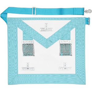 Mandil de Piel de Cordero para Maestro de la Orden, Azul Cielo, Plateado - Product Image 1