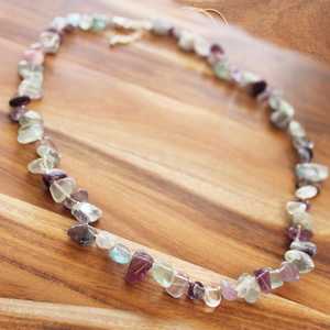 สร้อยคอทำมือประดับลูกปัดสีเขียวม่วง หินฟลูออไรต์ทรงเหลี่ยมธรรมชาติ สร้อยคอความยาวปานกลางถึงยาว เครื่องประดับสุดหรู - Product Image 3
