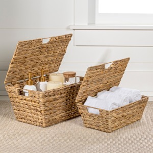 Decorative <b>water</b> hyacinth storage box set woven <b>container</b> boxes home organization <b>containers</b> - Product Image 2