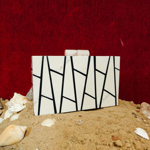 Luxury Resin and Wooden Inlay <b>Clutch</b> <b>Bag</b> for Women Handmade Geometric Pattern Evening Party <b>Wedding</b> Designer Handbag - Product Image 2