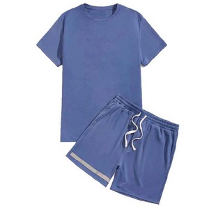 Conjunto doble de dos piezas de alta calidad para hombre Camiseta y pantalones cortos transpirables suaves de color personalizado con conjuntos de logotipo personalizado estampado - Product Image 1