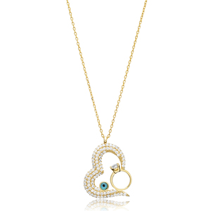 Conception de coeur avec collier de charme d'oeil en gros bijoux en argent sterling 925 faits à la main turcs - Product Image 1