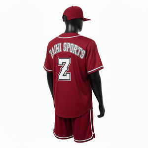 Ensemble short de baseball pour homme en tissu polyester léger, avec panneaux contrastants marron et logo personnalisé en twill. - Product Image 5