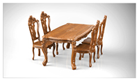 Ensemble de table à manger en teck sculpté à la main, durable et de style européen, pour la maison, les restaurants et les cuisines