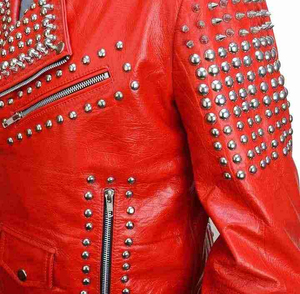 Chaqueta de cuero con tachuelas personalizada, parches bordados con pinchos, chaqueta de cuero Vintage Punk, chaqueta de piel de vaca con tachuelas plateadas - Product Image 3