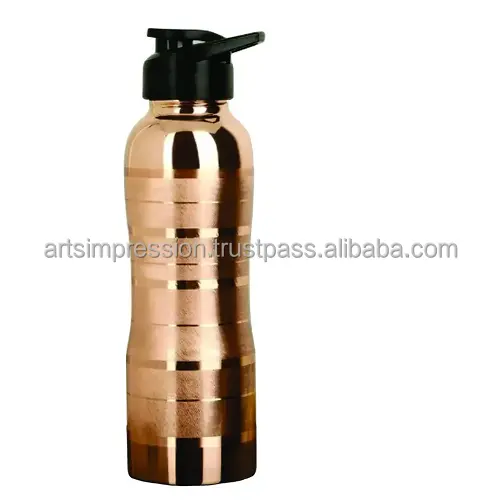 Desain terbaru dengan tutup plastik tembaga botol air minum 350ml Aksesori tembaga Olahraga logam disesuaikan panas Anti kotak