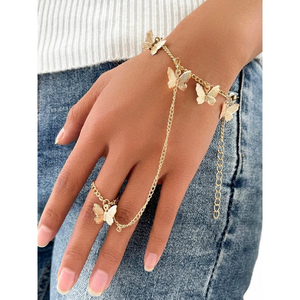 Cute Gold-Plated Butterfly Bracelet Made of Alloy Jewelry - Product Image 1