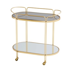 Wine <b>Trolley</b> Luxury Bar Cart Mirror Top Hotel <b>Furniture</b> <b>Trolley</b> Oval shape Standard size Wine Bar cart Tea <b>Trolley</b> - Product Image 5
