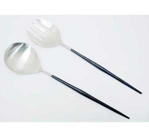 ชุดโต๊ะอาหารสแตนเลสดีไซเนอร์ของราชวงศ์พร้อมที่จับเรซินสีขาวสำหรับสลัดผักผลไม้คอลเลกชันใหม่ - Product Image 2