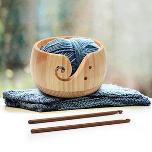 Large Acacia Wooden Yarn Bowls for <b>Crocheting</b> Fashion Style Eco-Friendly Customized Size Made in India Best Price - Product Image 5