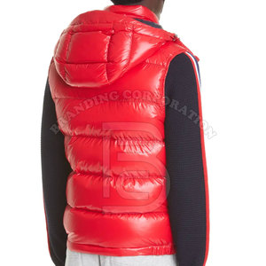 Winter Sleeveless Glossy Puffer Vest <b>Jacket</b> Custom Logo <b>Waterproof</b> Stand Collar Bubble Men's Hoodie - Product Image 4