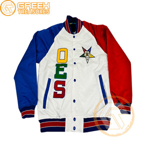 Orden personalizado de la chaqueta universitaria bordada de satén de estrella oriental chaquetas de mujer de ropa griega OES transpirable de alta calidad - Product Image 2