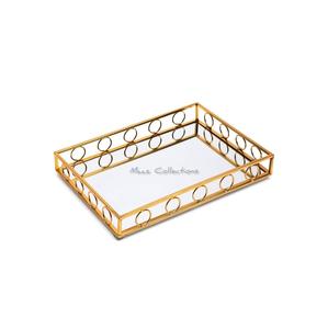 Venta al por mayor Decoración para el hogar y el hotel Bandeja de espejo de cristal plateada hecha a mano Bandeja de servicio económica - Product Image 1