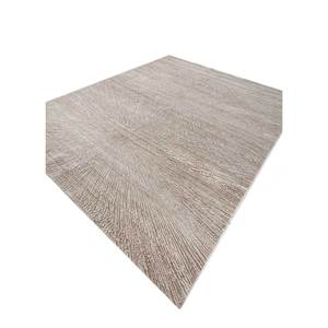 พรมขนสัตว์ผสมไหมไผ่ถักมือสีเบจน้ำตาลขนาดใหญ่ รุ่น AKWB-3549 ลายเรขาคณิต รูปทรงสี่เหลี่ยมผืนผ้า เหมาะสำหรับห้องโถง ห้องนั่งเล่น - Product Image 2