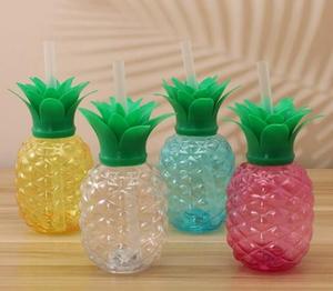 Parlak renkler ile sevimli yaz taşınabilir plastik ananas su bardağı yeniden kullanılabilir bir kapak ve bir saman ile geliyor - Product Image 3