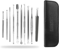 Ensemble de 10 outils pour éliminer les points noirs, ensemble d'outils pour éliminer les boutons, extracteur de comédons, kit d'outils pour éliminer les points noirs par Life Care Instruments