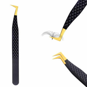 Pinzas para extensiones de pestañas postizas antideslizantes de sujeción fuerte para bota rosa de 90 grados, pinzas para pestañas de gran volumen con punta de fibra de precisión - Product Image 3