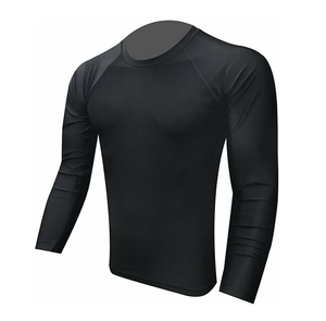 ระบายอากาศขายส่งที่กําหนดเองพิมพ์สีดํายามผื่นสแปนเด็กซ์ผู้ชายที่มีคุณภาพสูงพอดีเสื้อยืดยามผื่น - Product Image 6