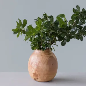 Florero de madera de mango hecho a mano de buena calidad Florero de madera decorativo interior de la sala de estar - Product Image 6