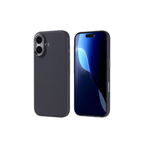 Coque de protection noire en PC avec texture carbone anti-traces de doigts de qualité supérieure, compatible MagSafe pour iPhone 17 - Product Image 1