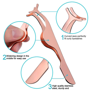 แหนบต่อขนตาสีโรสโกลด์อุปกรณ์ดูแลความงามส่วนบุคคล - Product Image 3