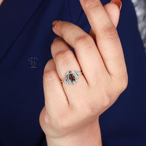 925 argent Sterling massif pierre précieuse fumée naturelle bijoux fins bague bagues de mode bagues antiques pour femmes grossiste d'argent - Product Image 6