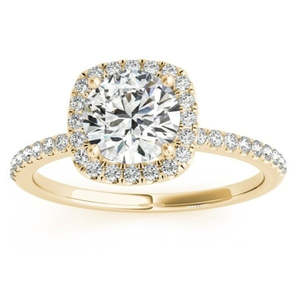 18K Yellow Gold Fine <b>Jewelry</b> <b>Set</b> Square Halo Diamond <b>Bridal</b> Ring & Band 0.33ct - Product Image 2