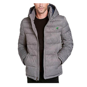 Chaqueta acolchada con capucha y logotipo personalizado para hombre, impermeable, a prueba de viento, de tela transpirable, estilo callejero, chaqueta de invierno de Color sólido en línea - Product Image 3