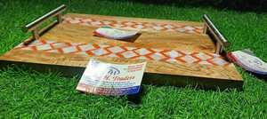 Bandeja de mango de madera con incrustaciones de madreperla de lujo Ramadán Mubarak postre y plato para servir fecha Eid Mubarak decoración del hogar regalo - Product Image 2