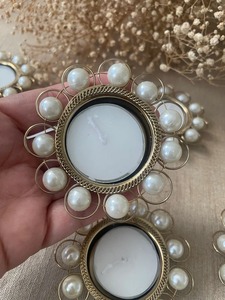 Diwali Deepawali Tea-light <b>Candles</b> Holder Metal <b>Crystals</b> Diyas Diva Deeya for Gifting Home Decor House-Warming Dholki - Product Image 3