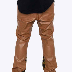 customized mens retro leather flared pants stylish and comfortable <b>bell</b> bottom trouser for vintage leather pants 2025 - Product Image 2