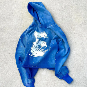 Sweat à capuche surdimensionné personnalisé pour hommes, hiver lavé à l'acide, broderie découpée, coudre Streetwear, tissu français solide - Product Image 3