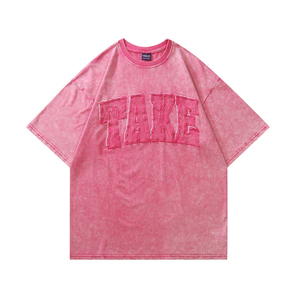 100% algodón holgado de alta calidad, ropa de calle holgada, camiseta con logotipo personalizado bordado impreso, camiseta de lavado ácido para hombres - Product Image 2