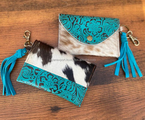 Nueva llegada única piel estampada en relieve de cuero Tarjeta de la caja de la moneda de la cartera rectángulo titular de la tarjeta de crédito caja de la moneda con borla llaveros - Product Image 4