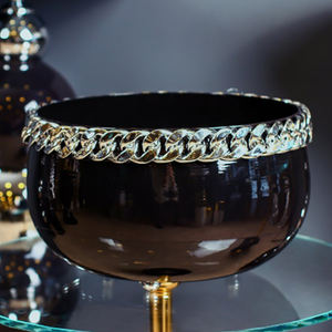 Utensilios de Cocina y Accesorios para Catering, Tazón Decorativo para Ensalada de Frutas, Hecho a Mano en Metal Dorado, Ideal para el Hogar y Restaurantes - Product Image 1