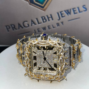 Montre à quartz en diamant VVS Moissanite de haute qualité avec boîtier en acier inoxydable or rose Design de couronne entièrement glacé Qualité unique - Product Image 3