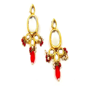 Ensemble de collier plaqué or Kundan Meenakari avec pierres de cristal, perles et diamants pour mariage ou cadeau, bijoux en cuivre fin - Product Image 4