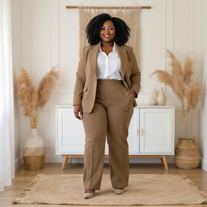 Traje de oficina elegante de talla grande para mujer Traje de pantalón de negocios de dos piezas OEM disponible - Product Image 3