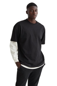 Camiseta de color sólido de manga corta de punto de algodón 100% de peso pesado de talla grande de lujo personalizada para hombre - Product Image 6