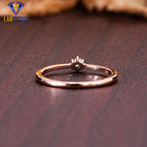 Lab-Stone Party Wear Anillo de diamantes 0,08 TDW Diamante de corte redondo 18kt Oro Rosa Color DE LA EF-VS - Product Image 4