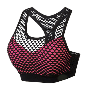 Soutien-gorge de sport en maille évider haut de sport sans couture Fitness Yoga soutiens-gorge femmes haut de gymnastique rembourré gilet de course une épaule soutien-gorge de sport - Product Image 1